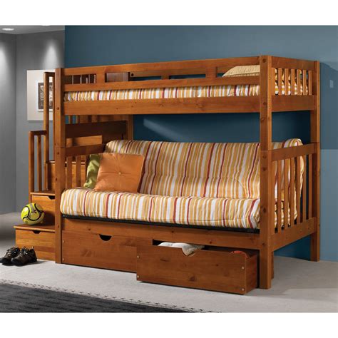 Gray finish is child safe. . Stairway twin bunk bed